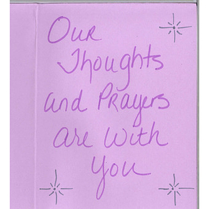 Card from a woman at the Western Massachusetts Correctional Alcohol Center