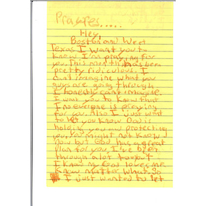 Letter from a youth student at a camp in Guam