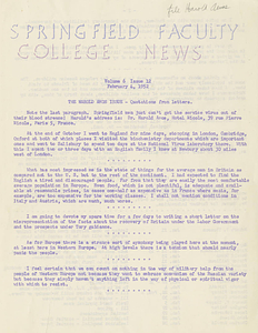 Springfield Faculty College News: The Harold Amos Issue (February 4, 1952)