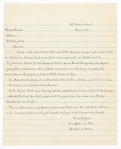 Letter from Vertine E. Ellis to Francis Russell, November 4, 1961