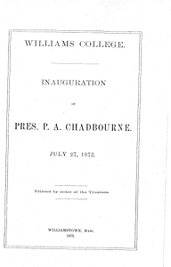 Induction Address of President Paul Ansel Chadbourne