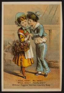 Trade cards for Higgins' German Laundry Soap, Chas S. Higgins, 94 Wall Street, New York, New York, undated