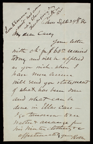 Robert Weir to Thomas Lincoln Casey, September 29, 1886