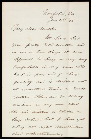 Thomas Lincoln Casey, Jr. to Emma Weir Casey, January 4, 1895