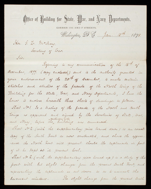 Thomas Lincoln Casey to George W. McCrary, January 15, 1878