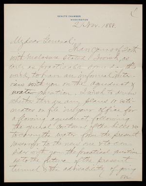 Senator [George] Edwards to Thomas Lincoln Casey, November 21, 1888