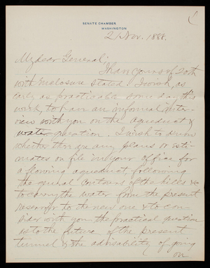 Senator [George] Edwards to Thomas Lincoln Casey, November 21, 1888 ...