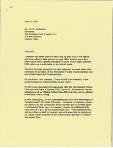 Letter from Mark H. McCormack to William S. Anderson