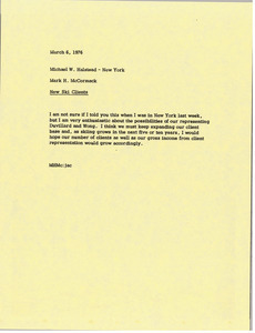 Memorandum from Mark H. McCormack to Michael W. Halstead