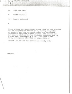 Memorandum from Mark H. McCormack to Geoff Ravenstine