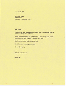 Letter from Mark H. McCormack to John Jones