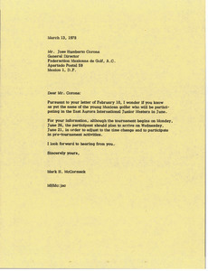 Letter from Mark H. McCormack to Jose Humberto Corona