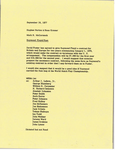 Memorandum from Mark H. McCormack to Hughes Norton and Hans Kramer