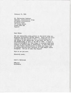 Letter from Mark H. McCormack to Christopher Lewinton