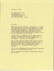 Letter from Mark H. McCormack to Raymond E. Joslin