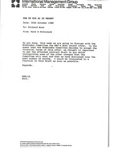 Fax from Mark H. McCormack to Richard Bunn