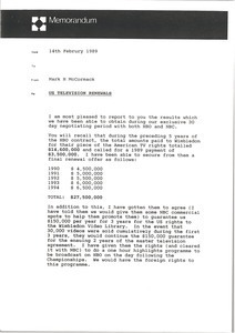 Memorandum from Mark H. McCormack concerning television renewals