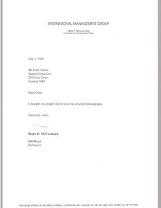 Letter from Mark H. McCormack to Gino Santin