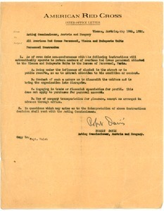 Letter from Robert Davis to American Red Cross Vienna and Budapest units