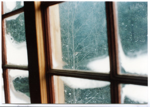 Organic Farmers Associations Council meeting: view of snow through a window