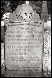 Gravestone of Elizabeth Hurd (1779), Granary Burying Ground