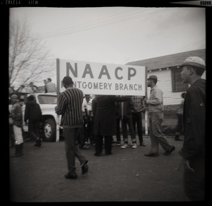 Marchers carrying sign for NAACP Montgomery branch