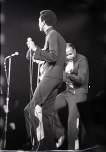 Richard Nader's Rock and Roll Revival concert at the Springfield Civic Center: the Drifters: Grant Kitchings and Johnny Moore, dancing
