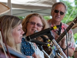 Dar Williams, Holly Near, and Tom Chapin on the Rainbow stage at the Clearwater Festival