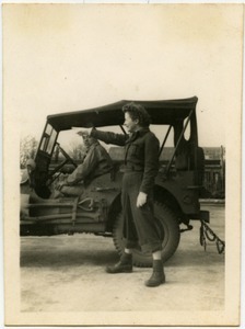 Jean M. Overturf in battle dress stance