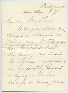 Letter from Harriet H. White to Florence Porter Lyman