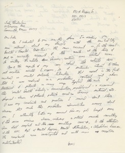 Letter from Tom Weiss to Judi Chamberlin