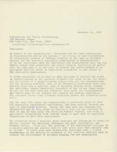 Letter from Elmer C. Bartels to the Corporation for Public Broadcasting