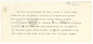Spingarn Medal Award Committee 1931 Note - Digital Commonwealth