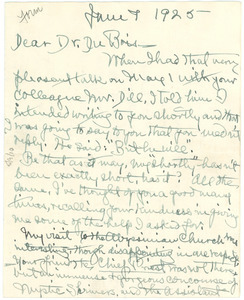 Letter from Edith Brower to W. E. B. Du Bois