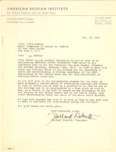 Letter from American Russian Institute to W. E. B. Du Bois