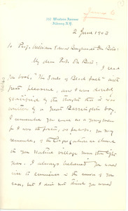 Letter from Frederic Rowland Marvin to W. E. B. Du Bois