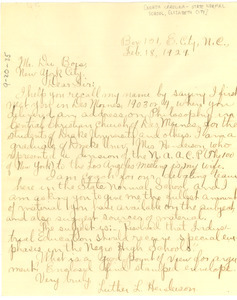 Letter from Luther L. Henderson to W. E. B. Du Bois