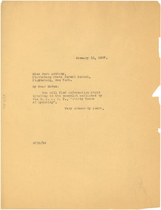 Letter from W. E. B. Du Bois to A. Dora Anthony
