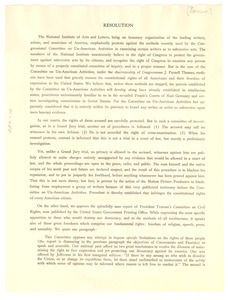 National Institute of Arts and Letters resolution