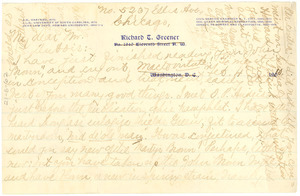 Letter from Richard T. Greener to W. E. B. Du Bois