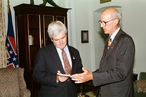 Congressman John W. Olver (right) with Newt Gingrich