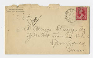 Envelope for letter to Amos Alonzo Stagg from Harvard University Foot Ball Association dated September 24, 1891