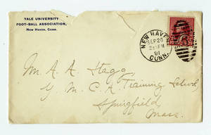 Envelope to a letter to Amos Alonzo Stagg from Yale University dated September 25 , 1891