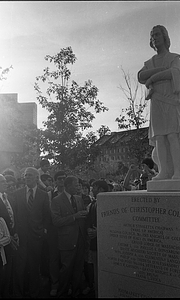 Statue unveiling at dedication of Christopher Columbus Park