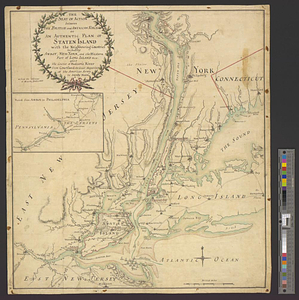 The seat of action between the British and American forces or an authentic plan of Staten Island with the neighbouring countries including Amboy, New York, and the western part of Long Island &ca