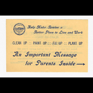 Flier for clean-up, paint-up, fix-up, plant-up campaign held May 21-31, 1953
