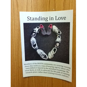 "Standing in Love" sign at the Boston University School of Theology