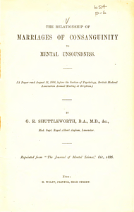 The relationship of marriages of consanguinity to mental unsoundness