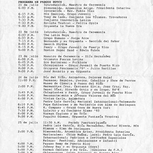 Festival Puertorriqueño de Massachusetts, 1993 - itinerario, dedicado a la ecología