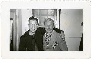 Manny Dias and friend in dressing room